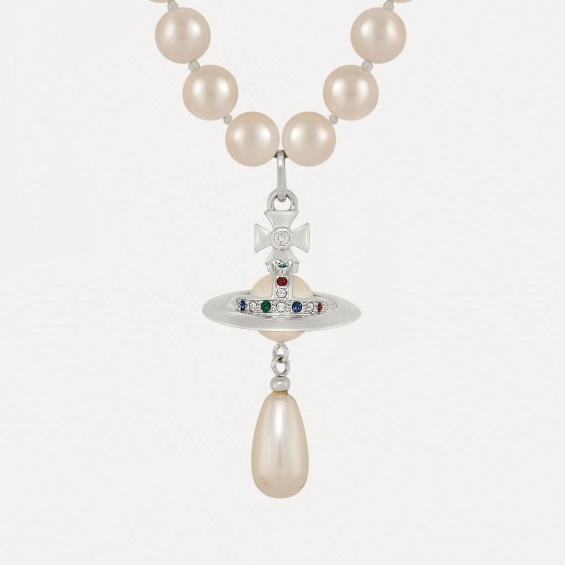 Vivienne Westwood One Row Pearl Drop Choker Necklace Earrings