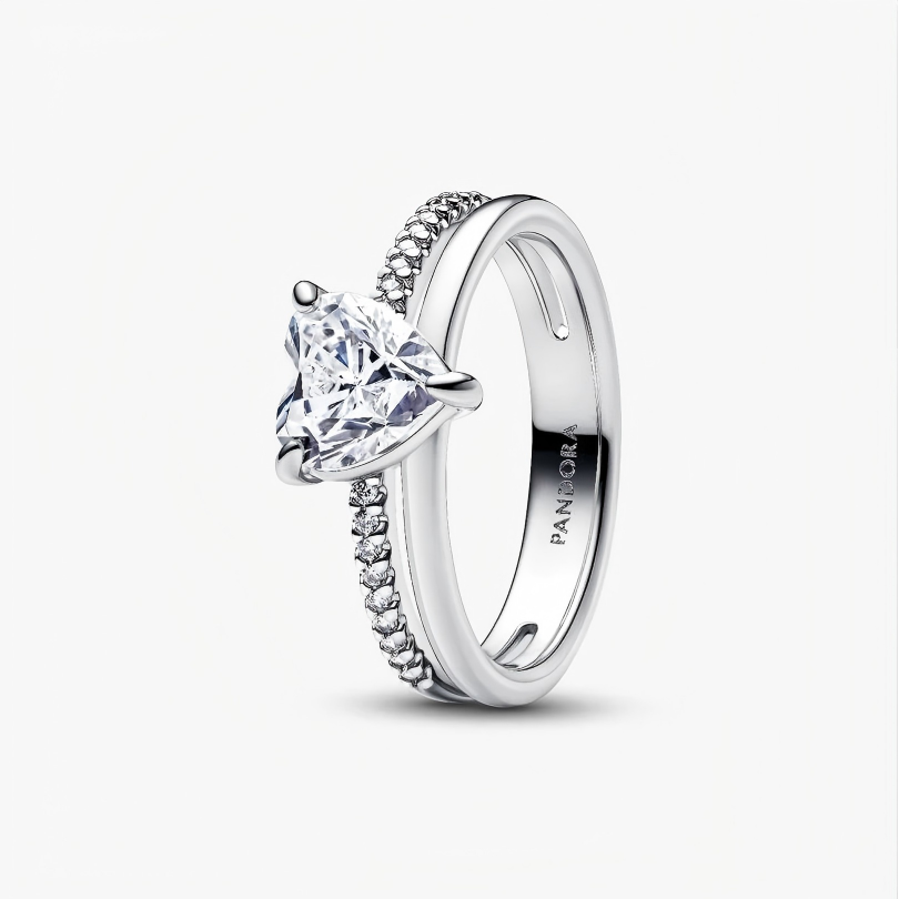 Pandora Double Band Heart Ring