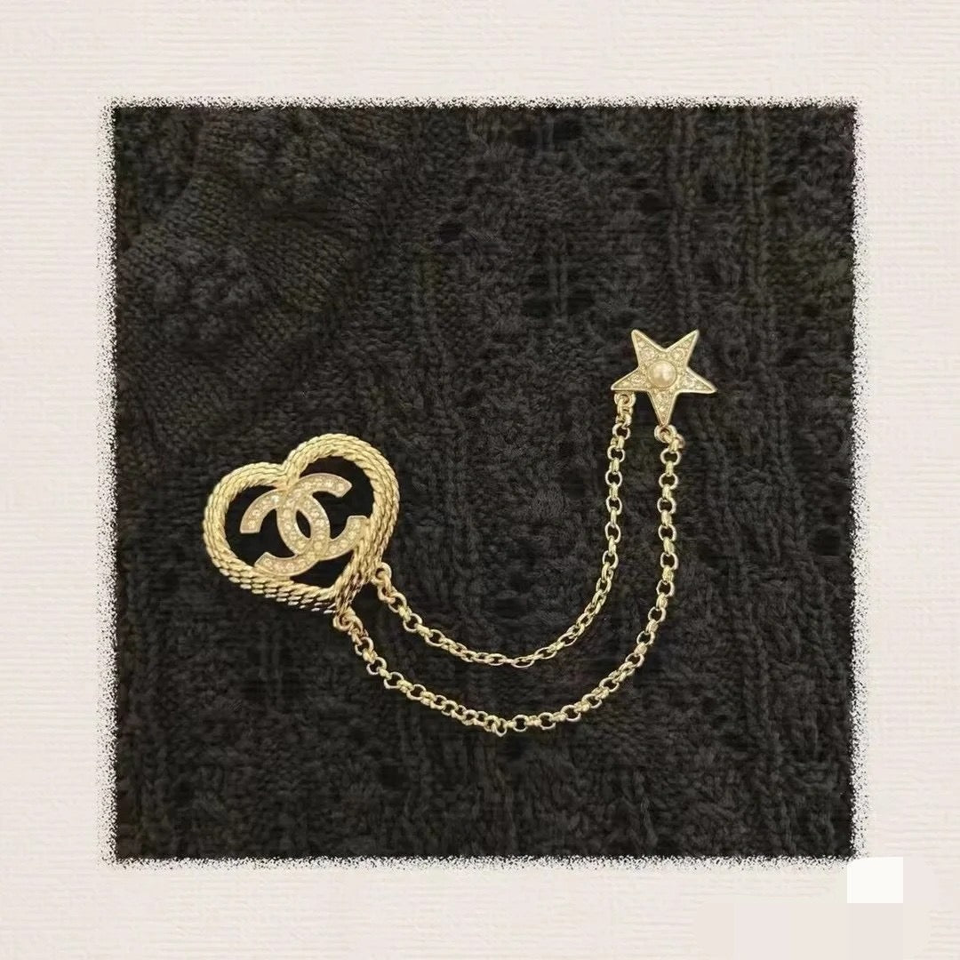 Chanel Heart Star Brooch