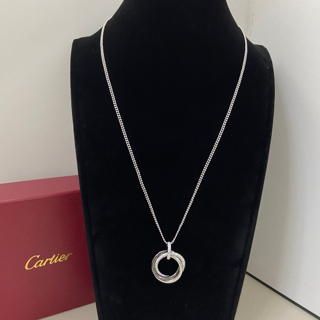 Cartier Trinity Diamond Necklace Black Silver
