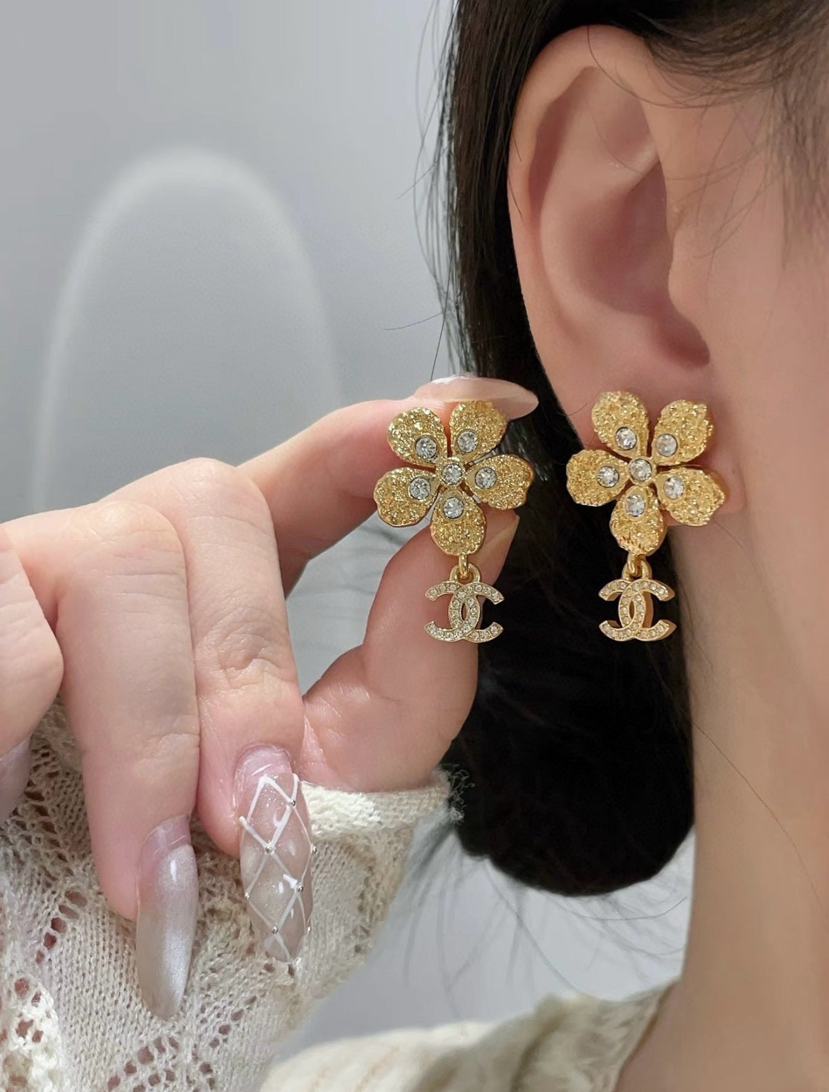 Chanel Flower Gold Earrings