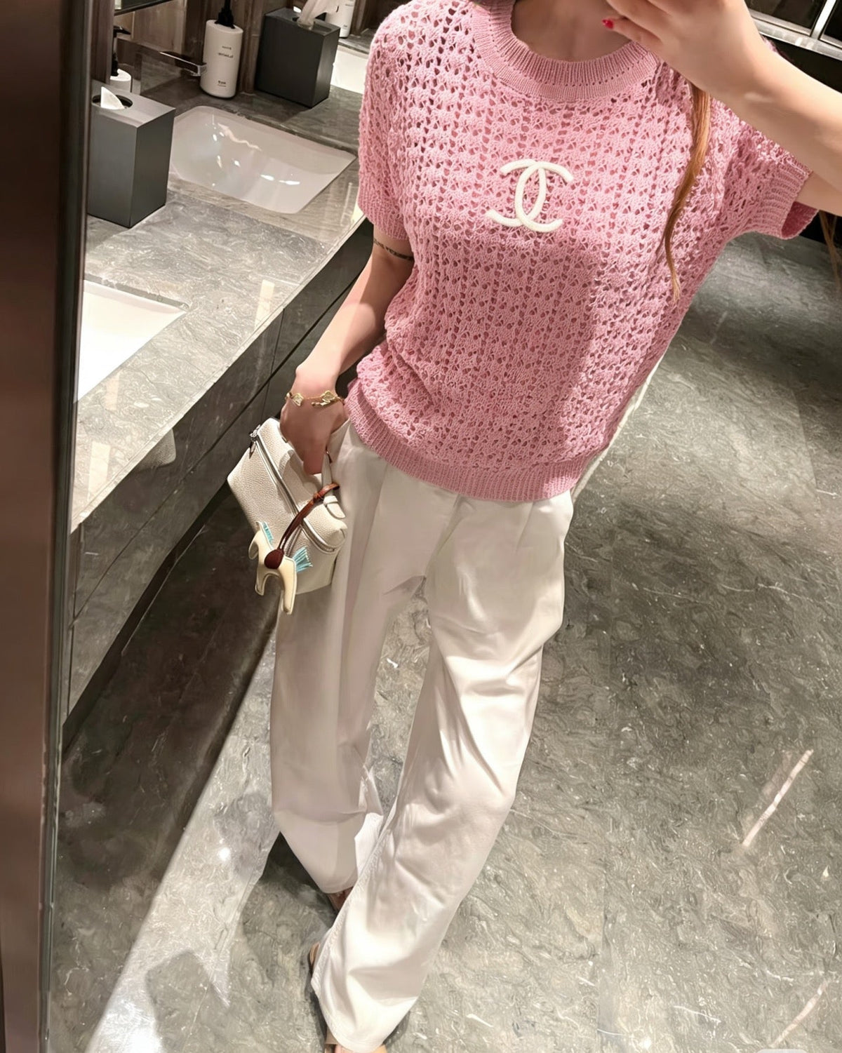 Chanel Sweater Short-Sleeve Top