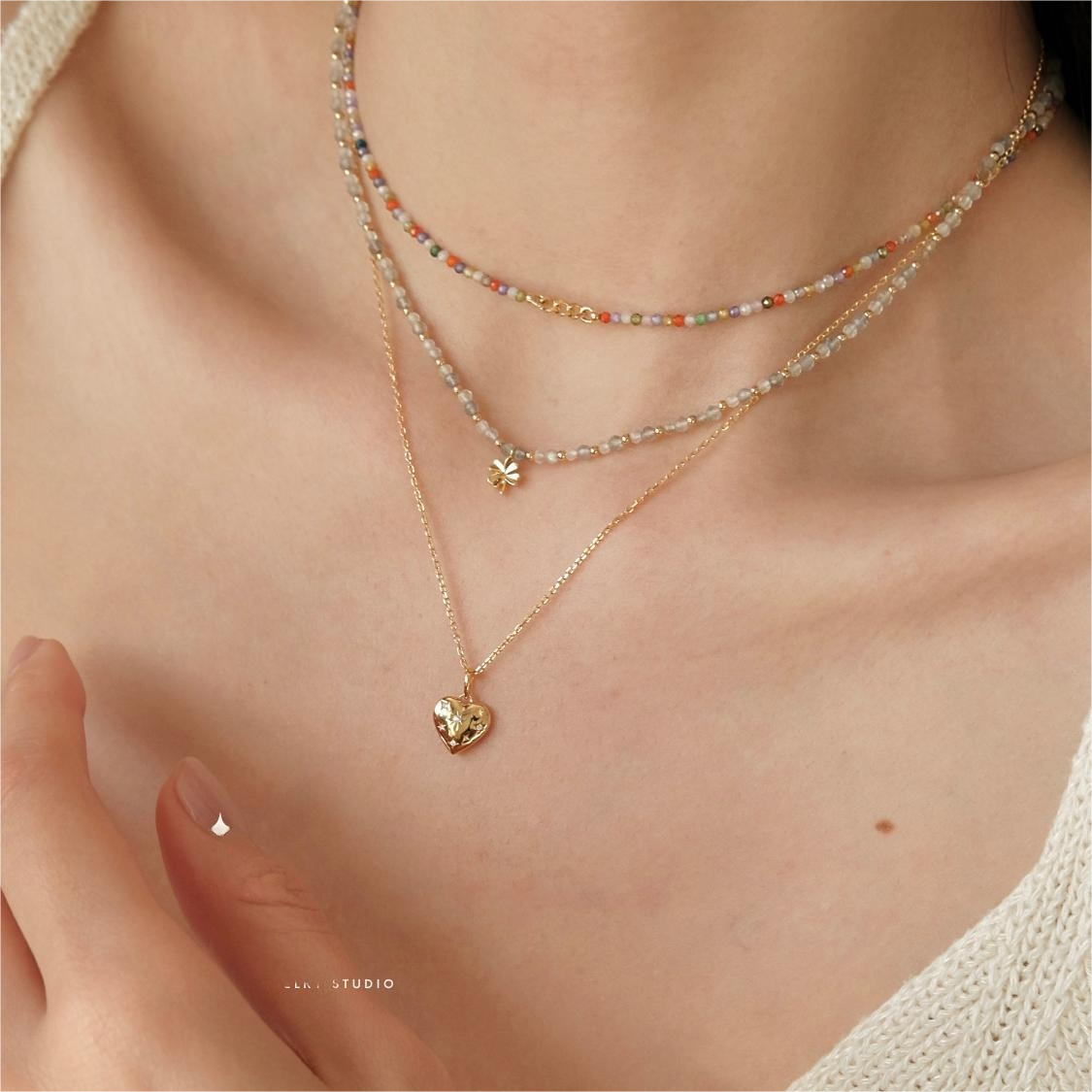 Heart Pendant Star Necklace