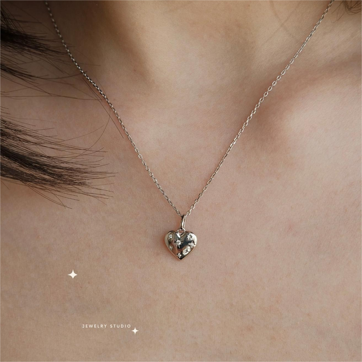 Heart Pendant Star Necklace