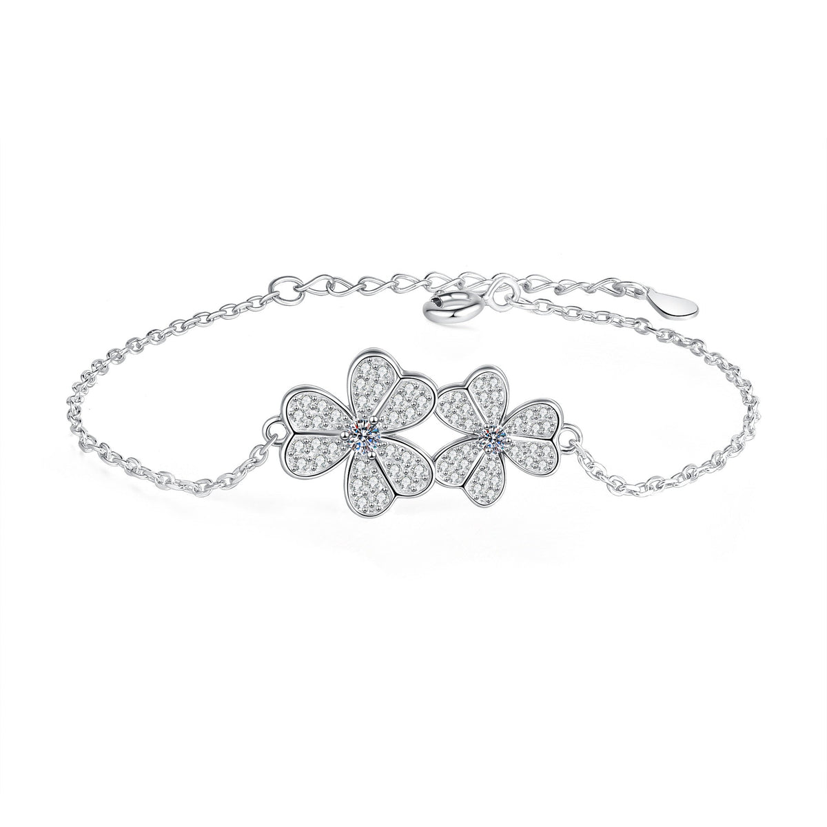 Enchating Full Moissanite Double Clover Moissanite Bracelet