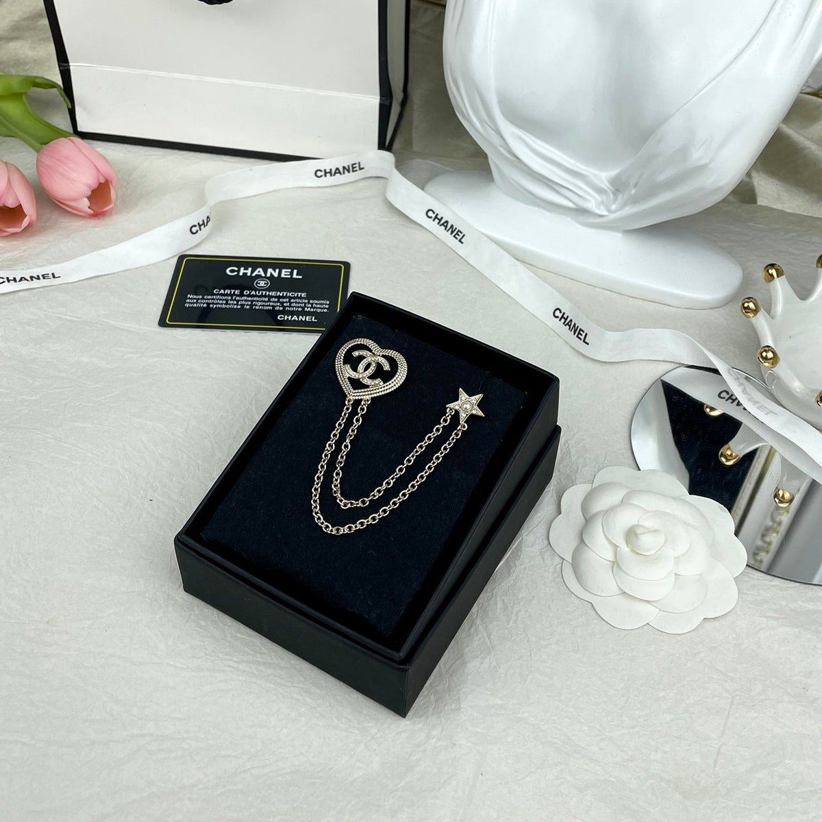 Chanel Heart Star Brooch