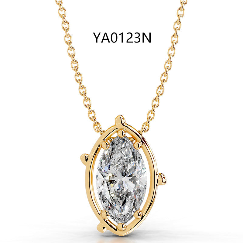 2CT Moissanite Pendant Gold Necklace