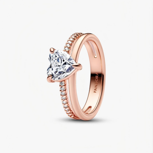 Pandora Double Band Heart Ring