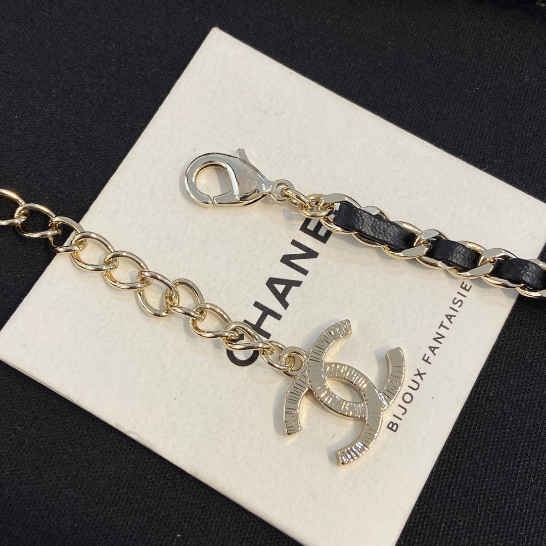 Chanel Black Leather Waist Band