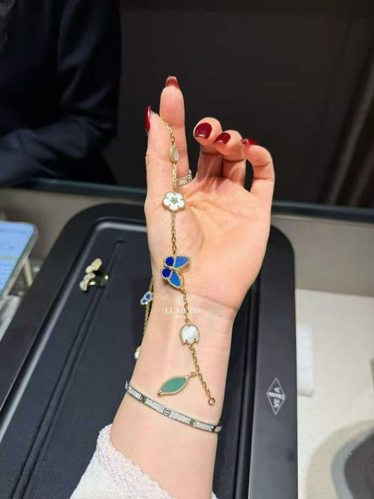 Lux VCA Blue Butterfly Bracelet Ring