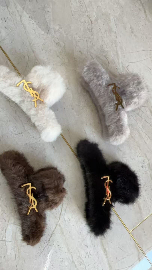 YSL Fluffy Hair Clip Set (4Pcs)