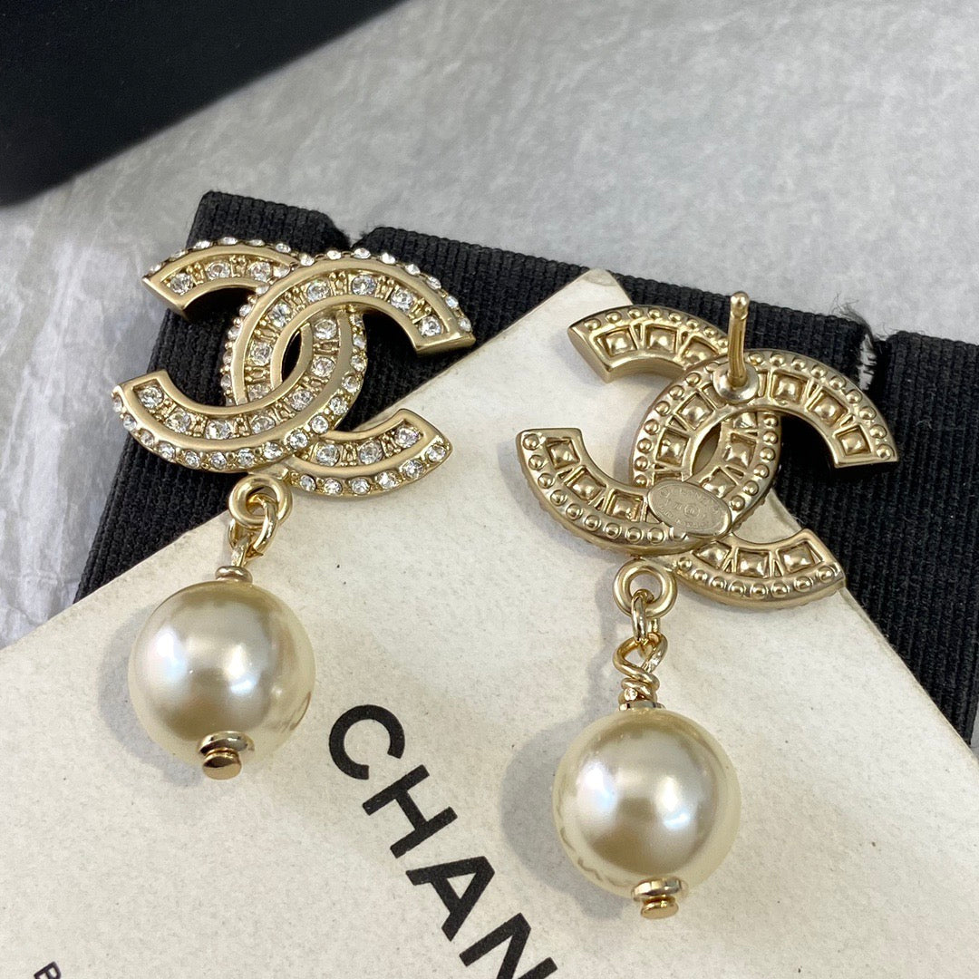 Chanel Diamond Pearl Earrings