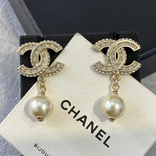 Chanel Diamond Pearl Earrings