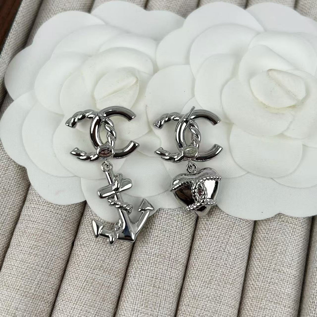 Chanel Heart Anchor Earrings