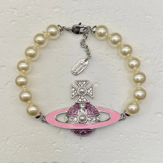 Vivienne Westwood Pink Pearl Necklace Bracelet
