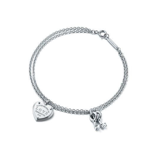 Tiffany Return to Tiffany Love Heart Tag Key Bracelet in Silver(17cm)