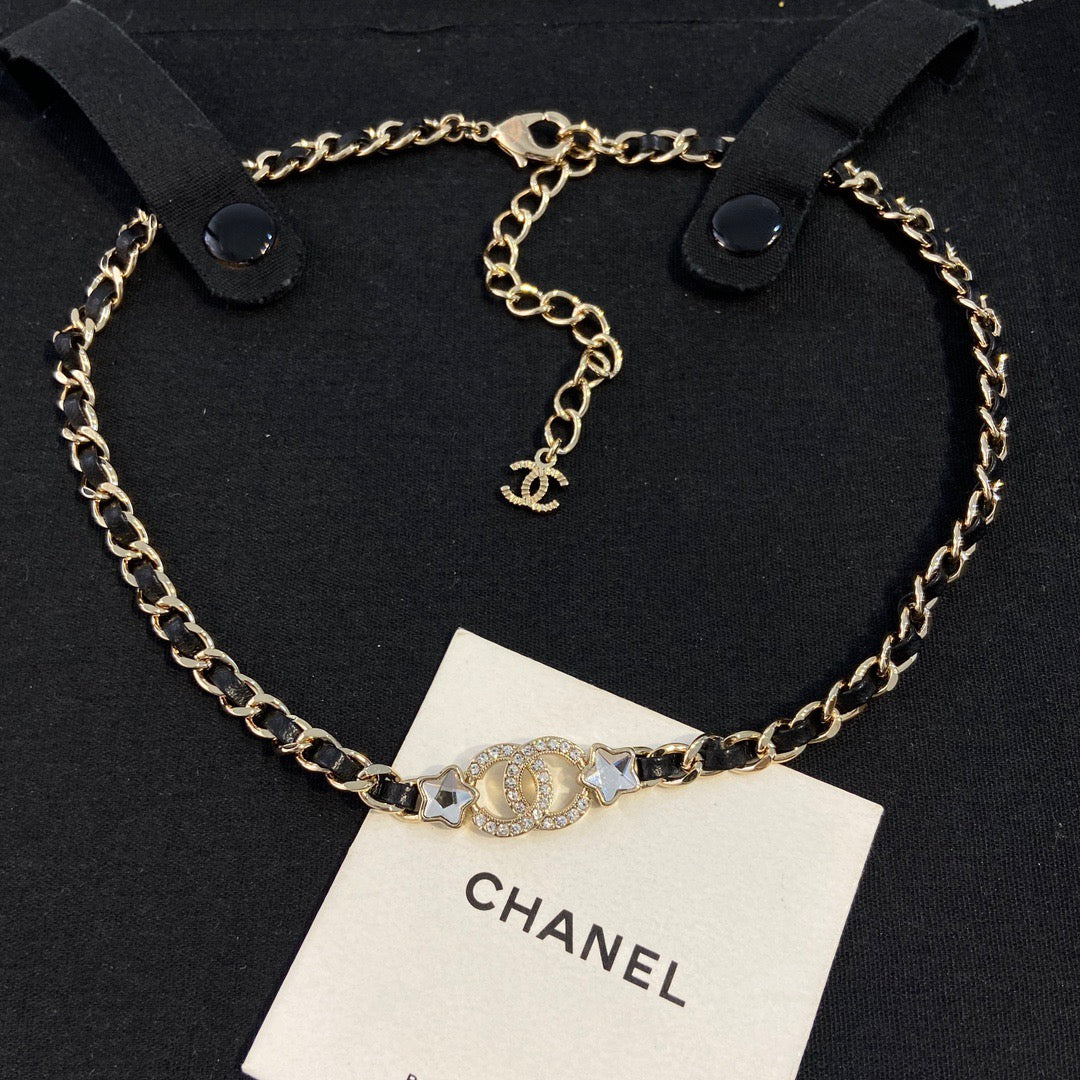 Chanel Black Leather Star Choker