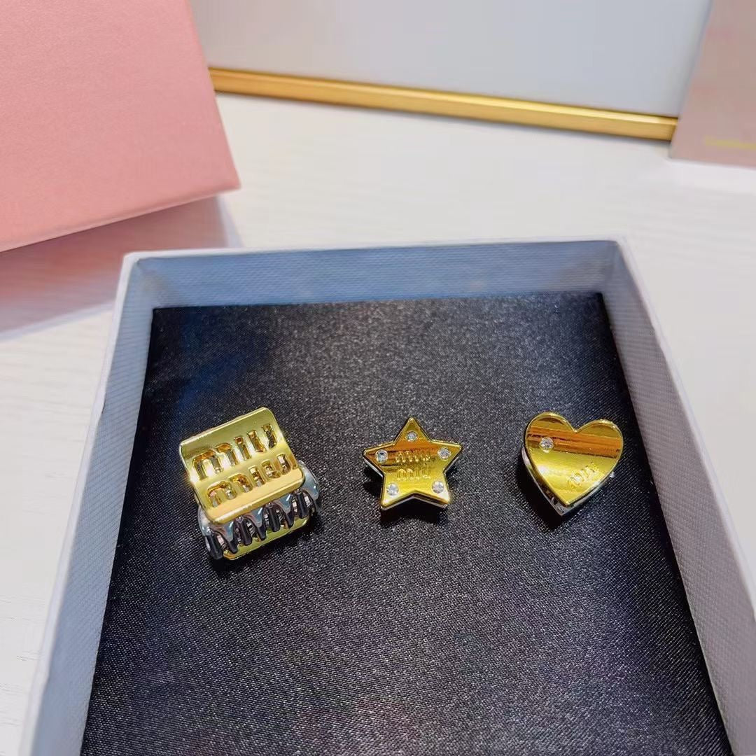 Miu Miu Gold Hair Claw (3pcs Total)