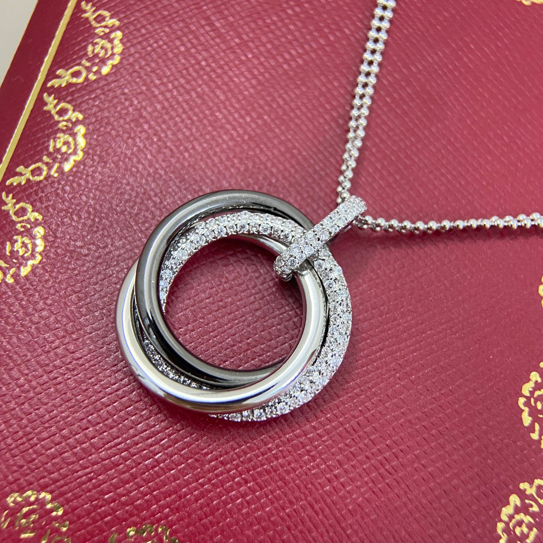 Cartier Trinity Diamond Necklace Black Silver
