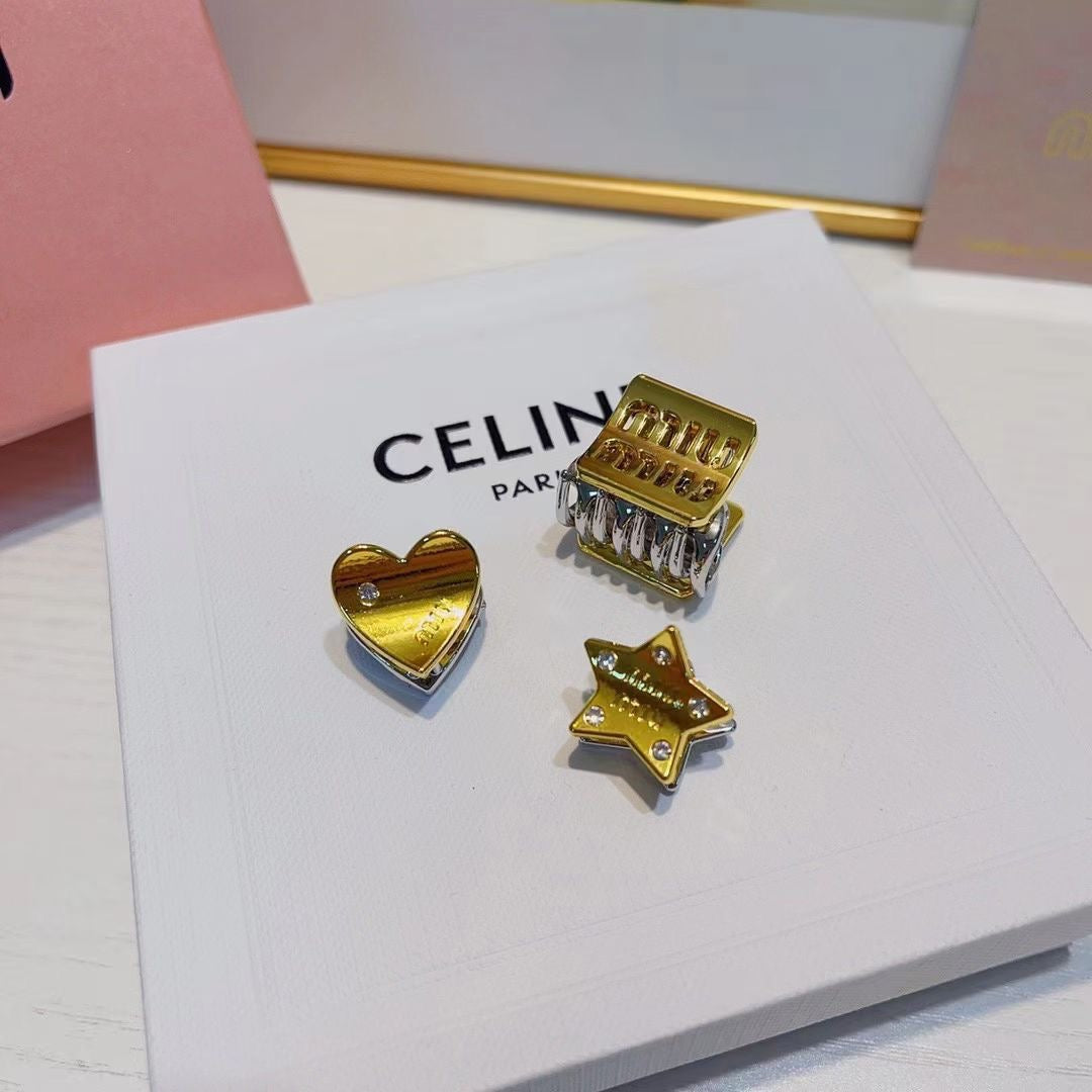 Miu Miu Gold Hair Claw (3pcs Total)
