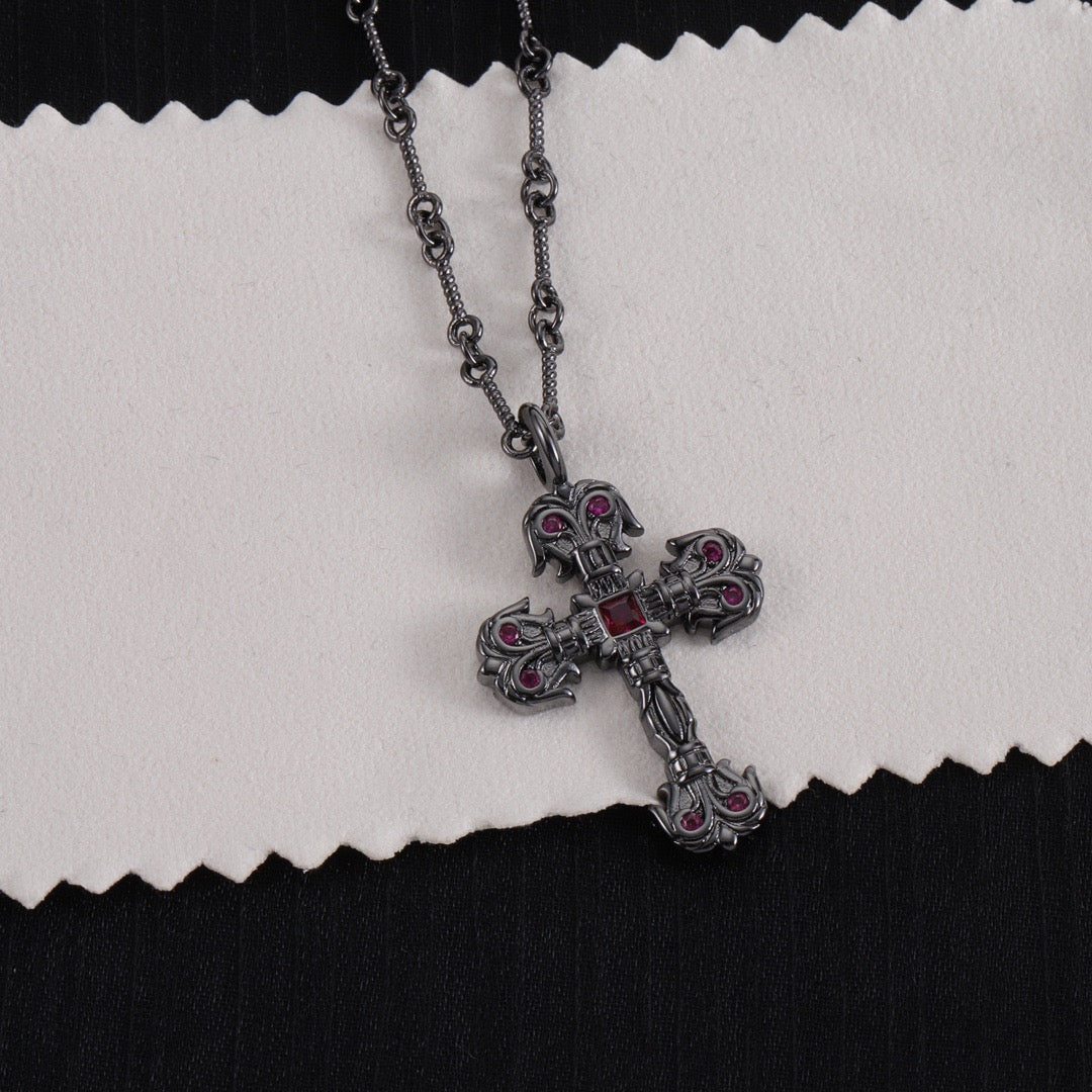 Chrome Hearts Black Purple Diamond Necklace