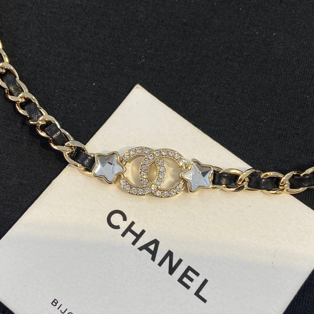 Chanel Black Leather Star Choker