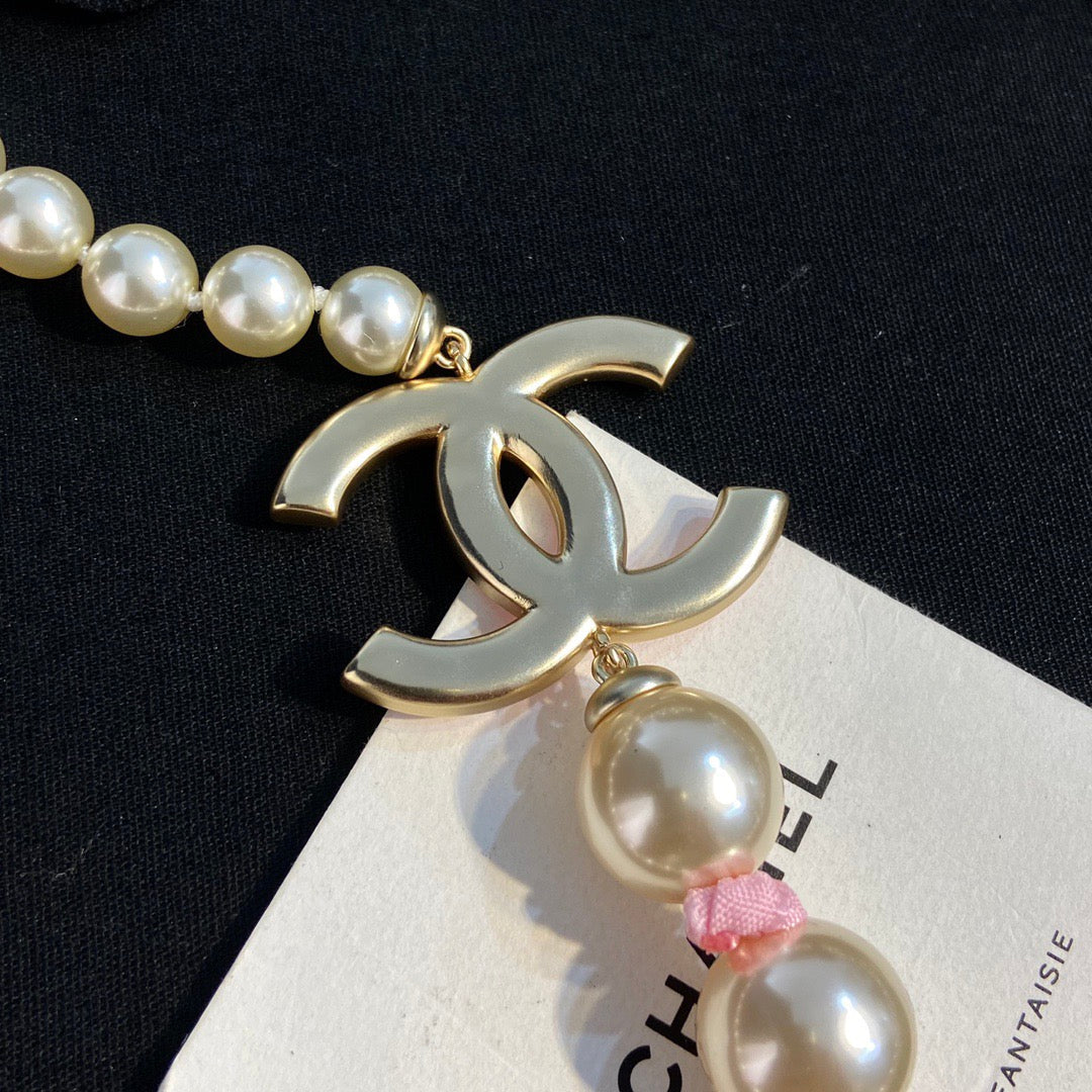 Chanel Pink Pearl Necklace