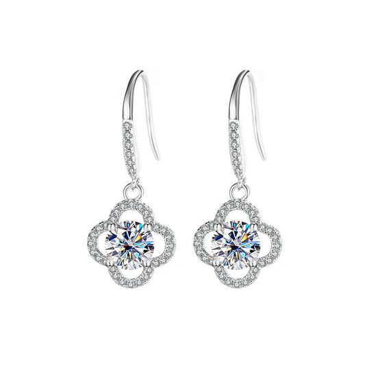 Moissanite Four Leaf Clove Earrings