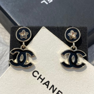 Chanel Black Enamel Earrings